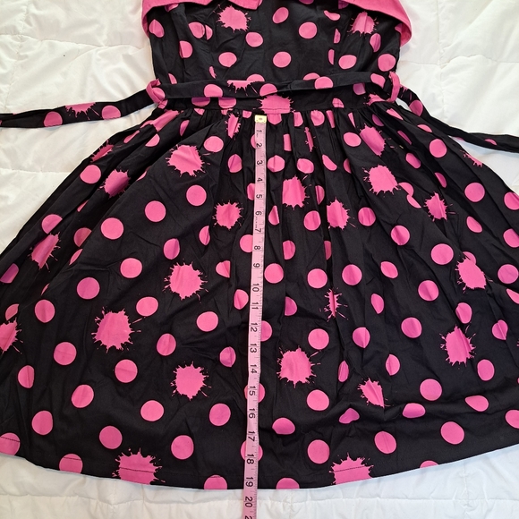Dead Threads Goth Dress 1950s Retro Style Pink Black Paint Splatter Polka Dots M - Picture 10 of 12